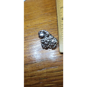 Fluffy Sheep Lapel Hat Jacket Pin Silver Color Metal